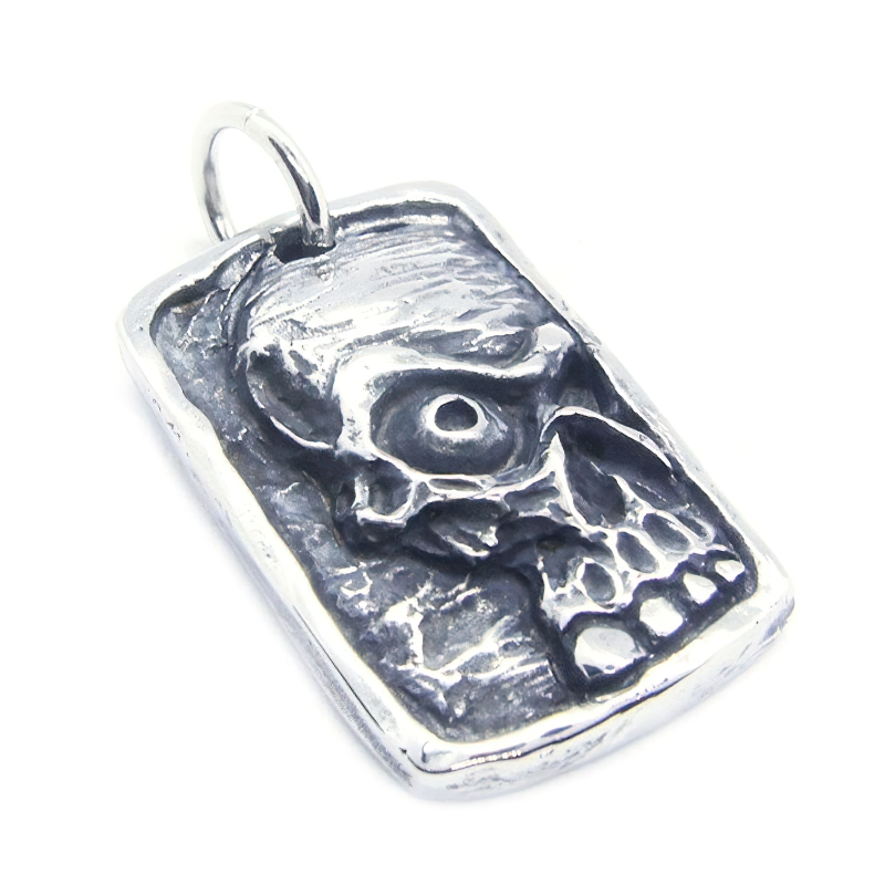 Unisex stainless steel ghost skull pendant, gothic fashion jewelry, stylish and unique accessory for all outfits.