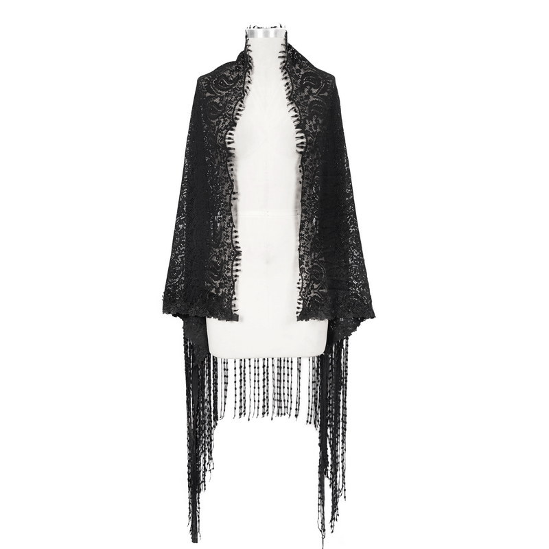 Gorgeous Lace Tassel Cape / Black Cape for Women with Fringe / Gothic Female Accessories - HARD'N'HEAVY