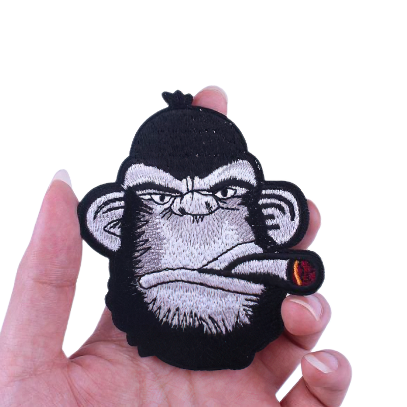 Gothic gorilla patch with a cigar, trendy unisex accessory for alternative fashion lovers.