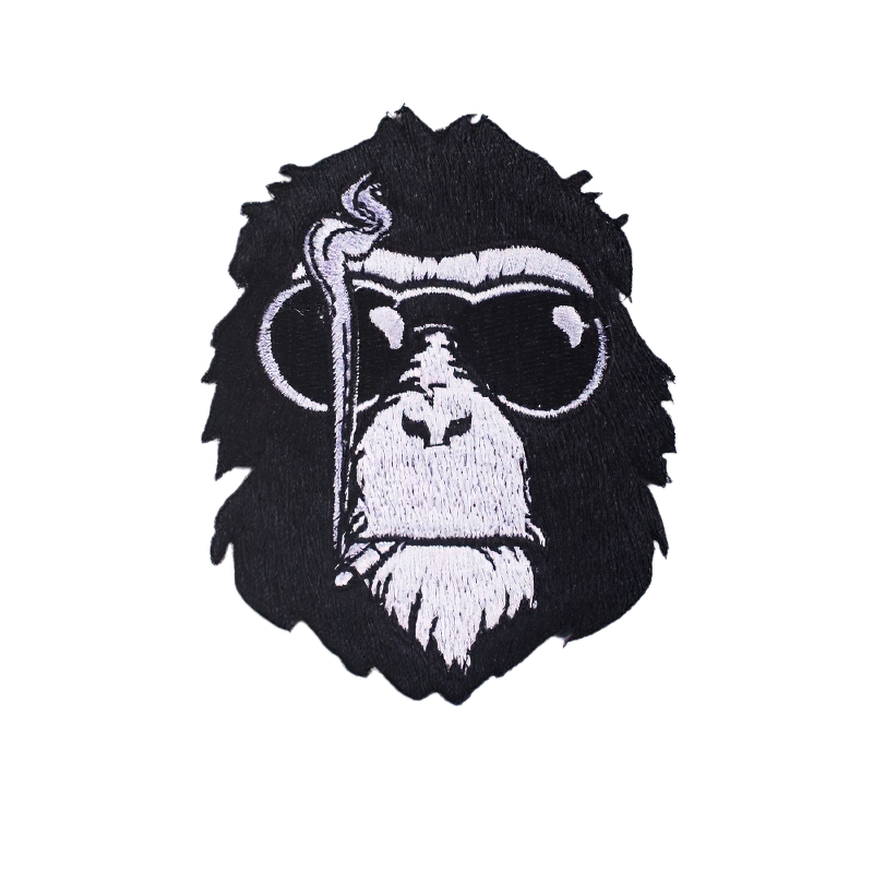 Goth Patch For Clothes Gorilla In Glasses With A Cigar