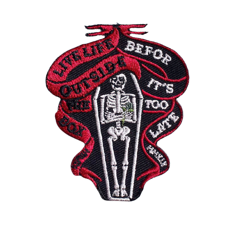 Goth Patch For Clothes Skeleton In The Coffin / Unisex Accessory