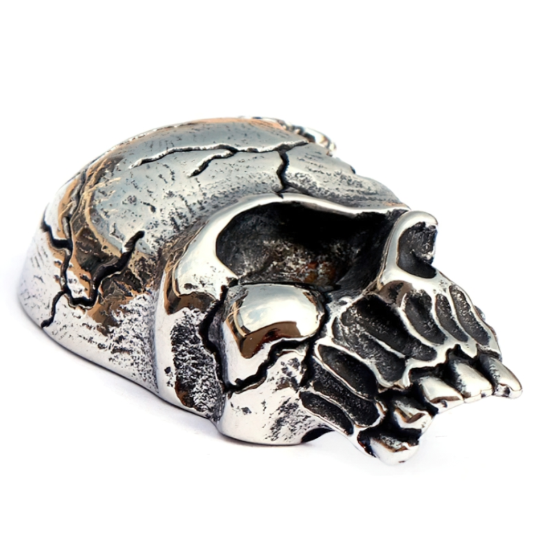 Goth Pendant Broken Damaged Half Face Skull / Unisex Casual Necklace / Rock Style Jewelry - HARD'N'HEAVY