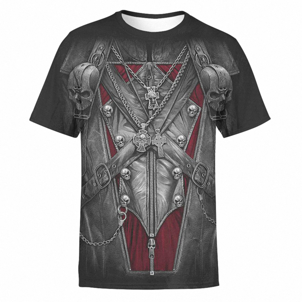 Gothic Alternative T-shirt with 3D Print Skull / Black T-Shirts Short Sleeve and Round Neck - HARD'N'HEAVY