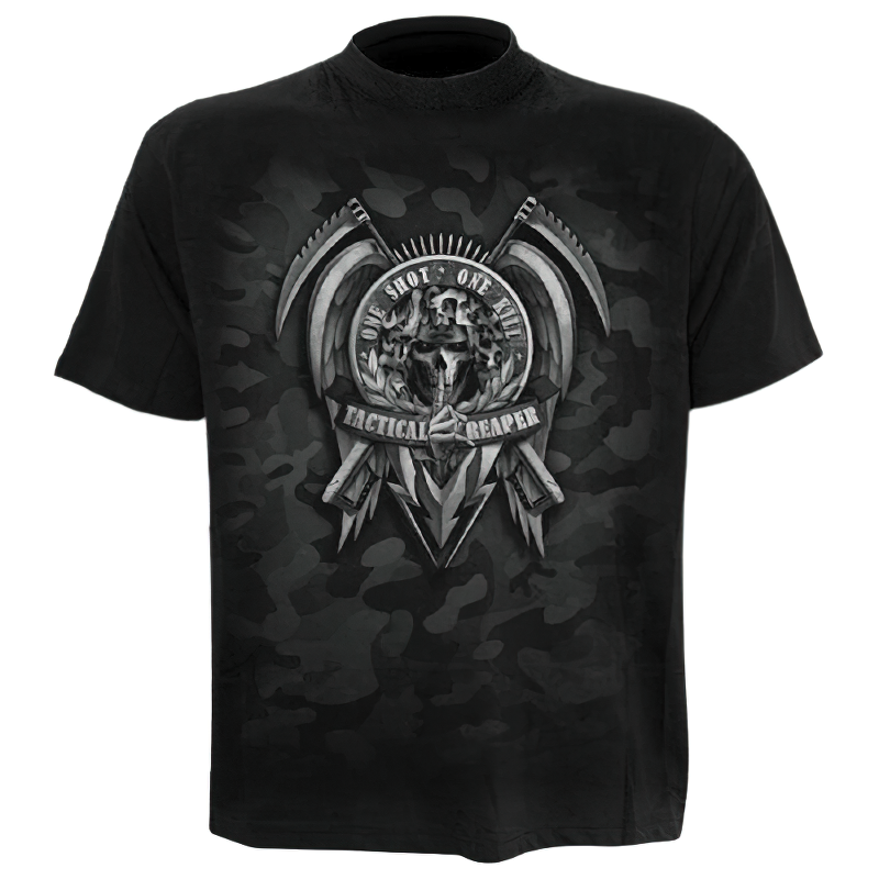 Gothic Alternative T-shirt with 3D Print Skull / Black T-Shirts Short Sleeve and Round Neck #2 - HARD'N'HEAVY