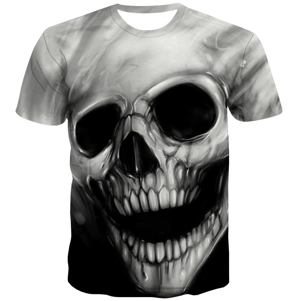 Gothic Alternative T-shirt with 3D Print Skull / Black T-Shirts Short Sleeve and Round Neck #3 - HARD'N'HEAVY