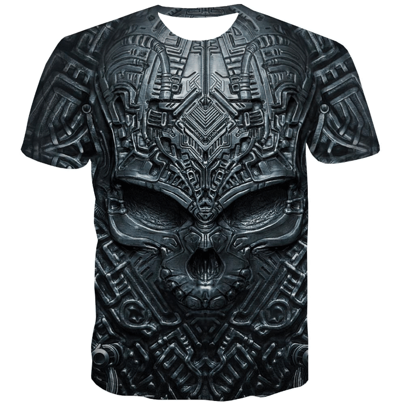 Gothic Alternative T-shirt with 3D Print Skull / Black T-Shirts Short Sleeve and Round Neck #4 - HARD'N'HEAVY