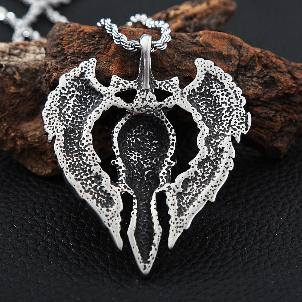 Gothic angel wing skull pendant necklace in stainless steel, perfect for punk biker style jewelry for men and women.