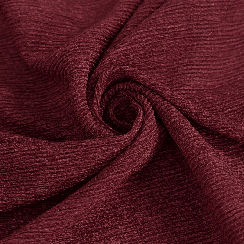 Close-up of rich wine red fabric texture, perfect for gothic style and flared sleeved clothing.