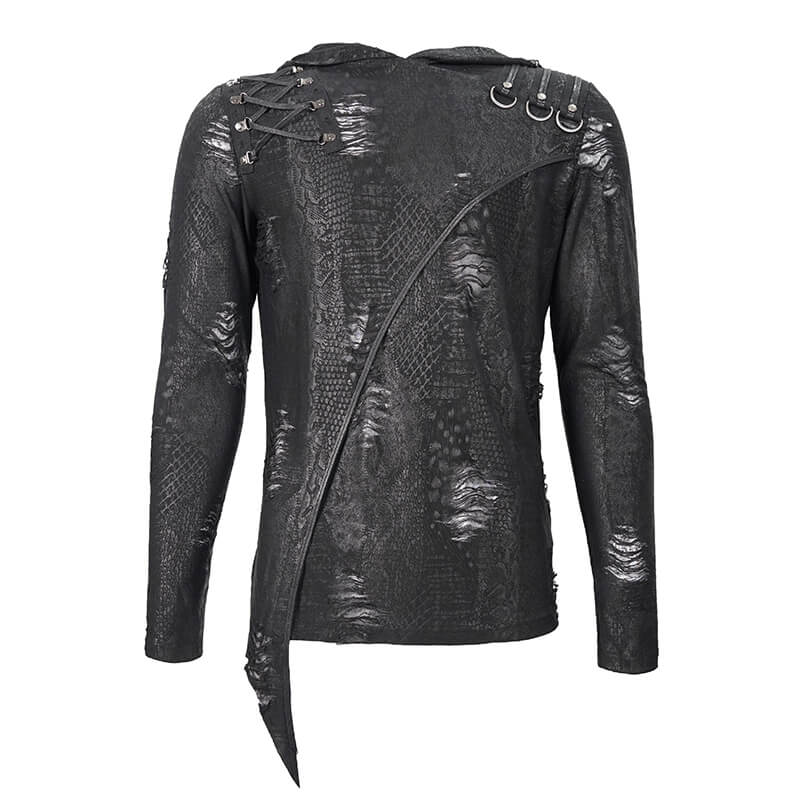 Gothic Asymmetric Sweatshirt with Oversize Hood / Punk Men's Hoodie - HARD'N'HEAVY