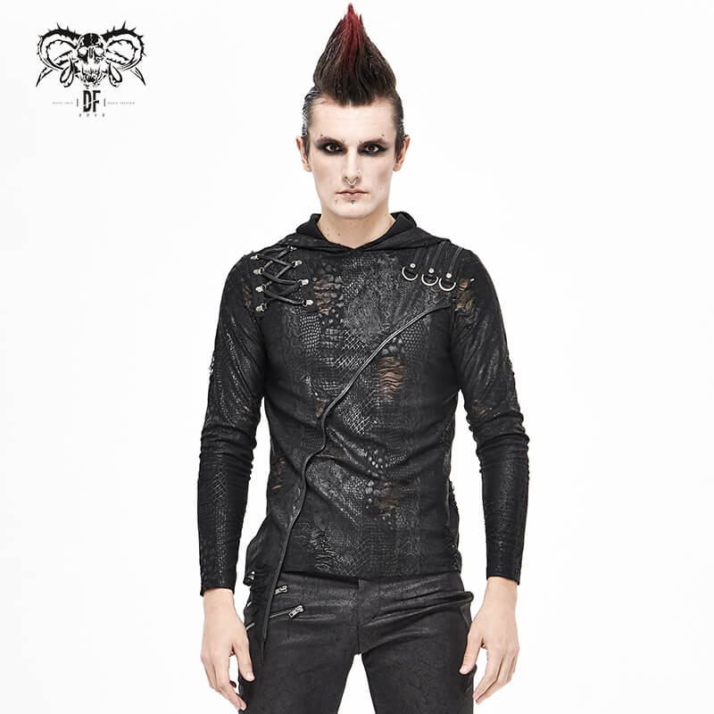 Gothic Asymmetric Sweatshirt with Oversize Hood / Punk Men's Hoodie - HARD'N'HEAVY