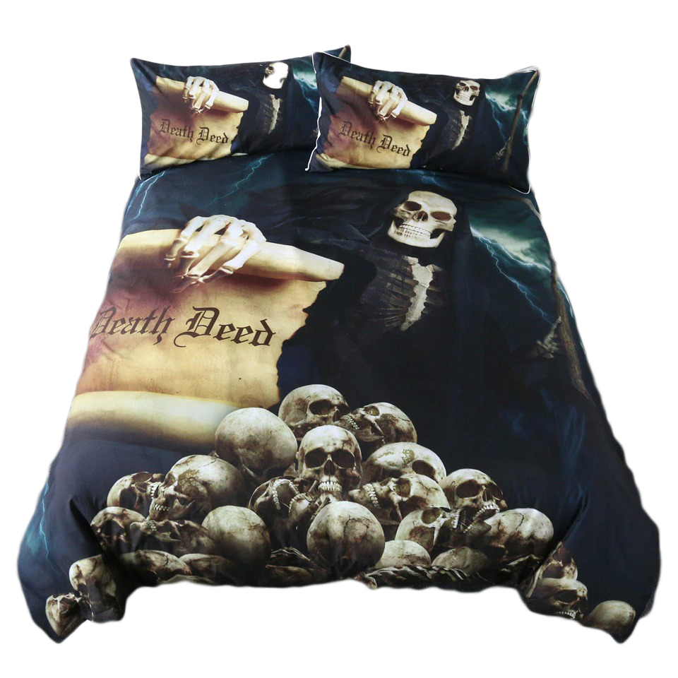 Gothic Bedding with Skelet and many Skulls print / Duvet Cover King Size /  Fashion Home Textiles - HARD'N'HEAVY