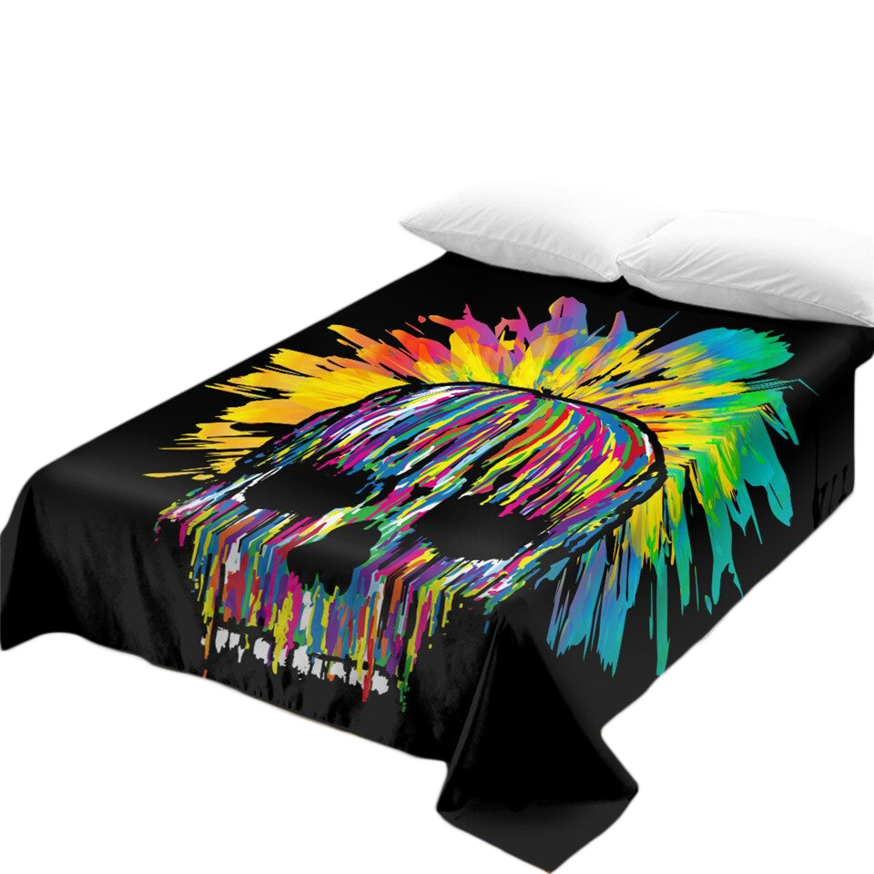 Gothic bedspread featuring a vibrant skull and flower design, perfect for stylish vintage bedding decor.