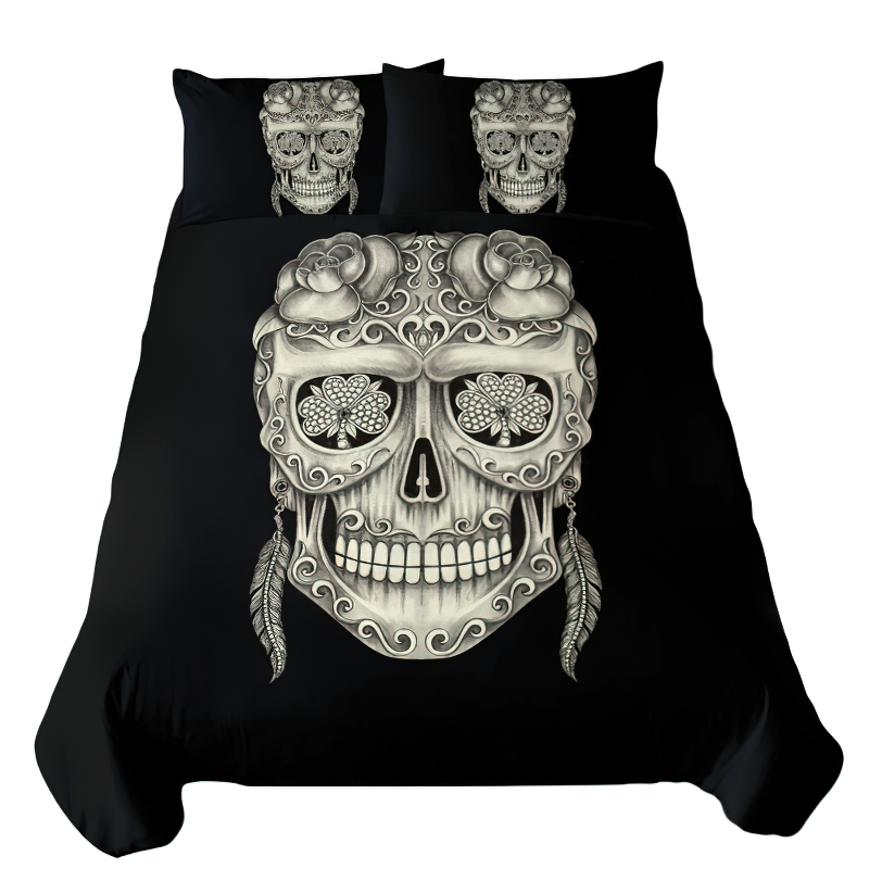 Gothic Black Bedding with 3D Print of Skull / Unisex Bedclothes Sets / Fashion Home Textiles - HARD'N'HEAVY