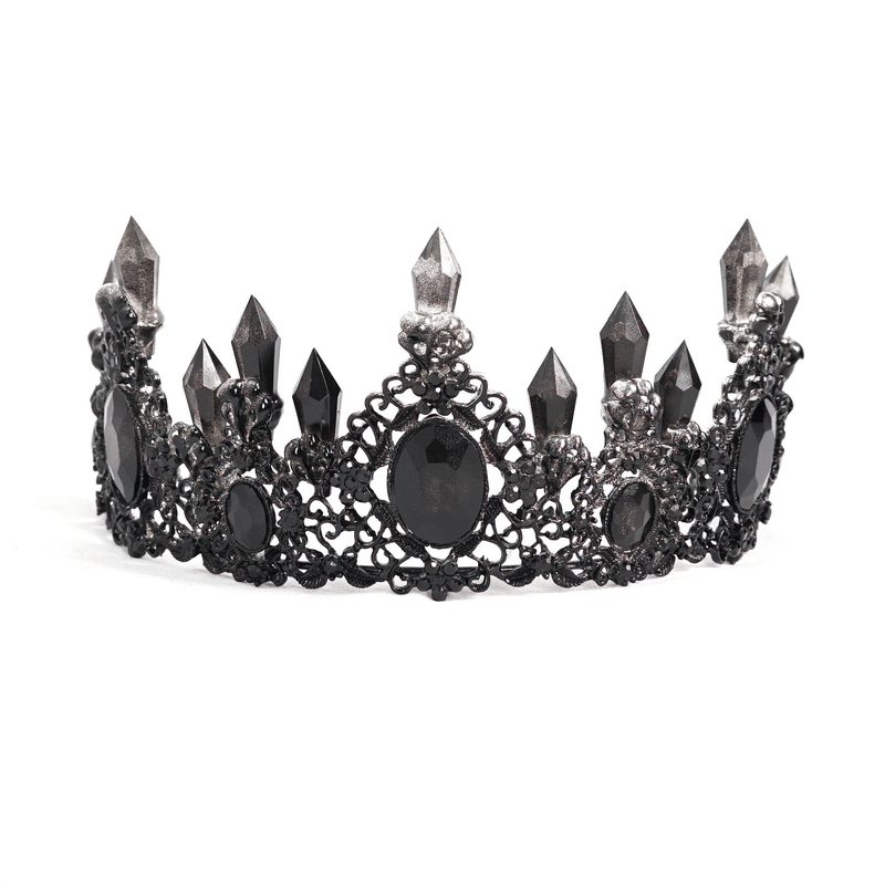 Gothic Black Crystal Stone Crown / Retro Delicate Women's Tiara / Ladies Headdress - HARD'N'HEAVY
