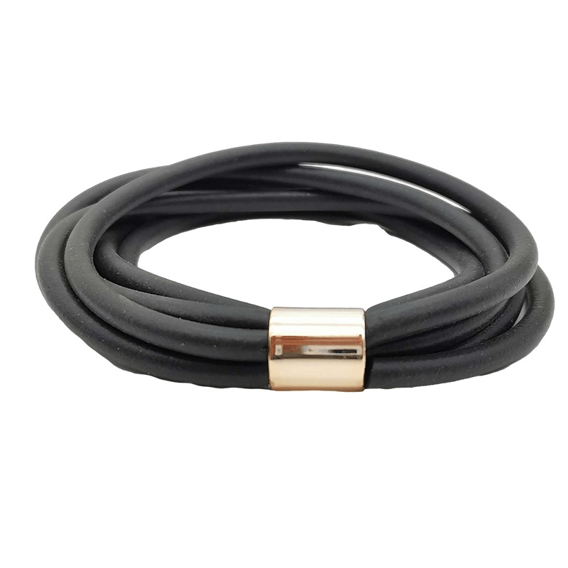 Gothic black rubber bangles for women featuring a stylish gold accent, perfect vintage charm for any gothic outfit.