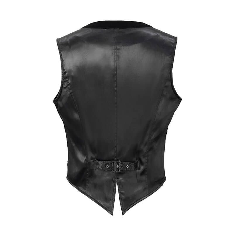 Gothic Black Short Waistcoat For Men / Vintage Male Single Button Waistcoats - HARD'N'HEAVY