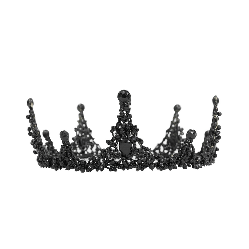 Gothic Black Stone Studded Tiara / Women's Vintage Crown / Female Hair Accessories - HARD'N'HEAVY