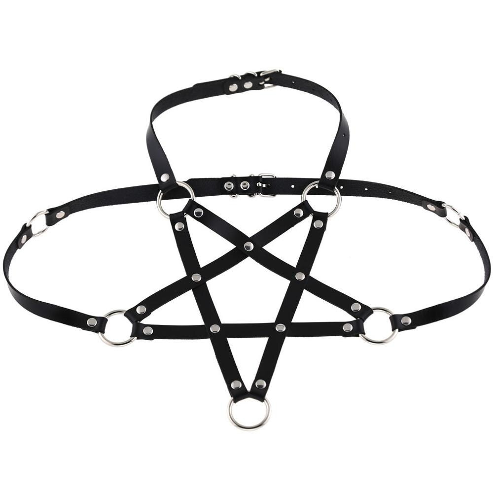 Gothic Body Bra for Women / Sexy PU Leather Body Harness / Necklace Body Harness Chain - HARD'N'HEAVY