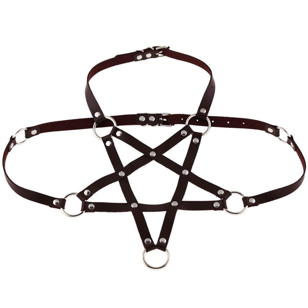 Gothic Body Bra for Women / Sexy PU Leather Body Harness / Necklace Body Harness Chain - HARD'N'HEAVY