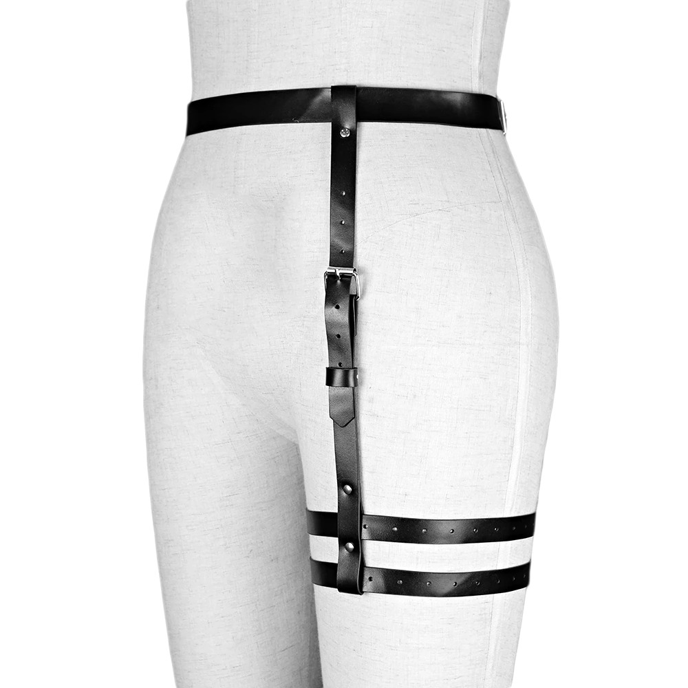Gothic Body Harness For Women / BDSM PU Leather Black Belts / Sexy Bondage Garter Belt - HARD'N'HEAVY