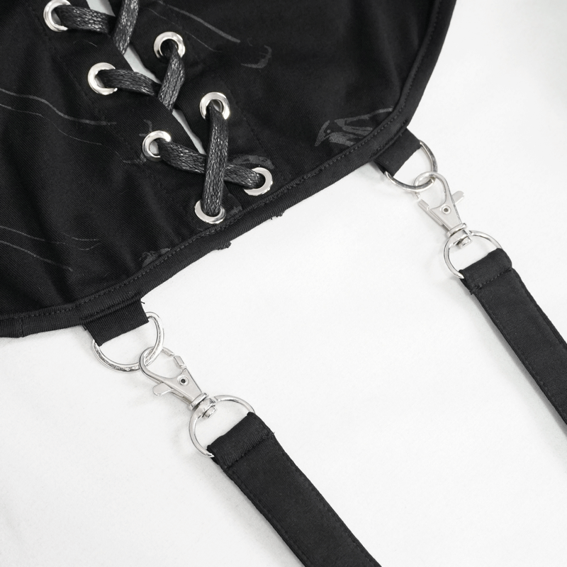 Gothic Bone Printed Zipper Cape / Women's Strappy Bolero with Lacing at the Back - HARD'N'HEAVY