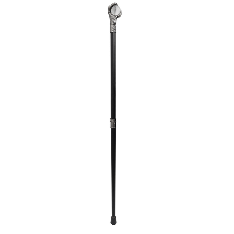 Gothic cane featuring a dragon claw handle and glass ball, stylish unisex accessory for men and women.