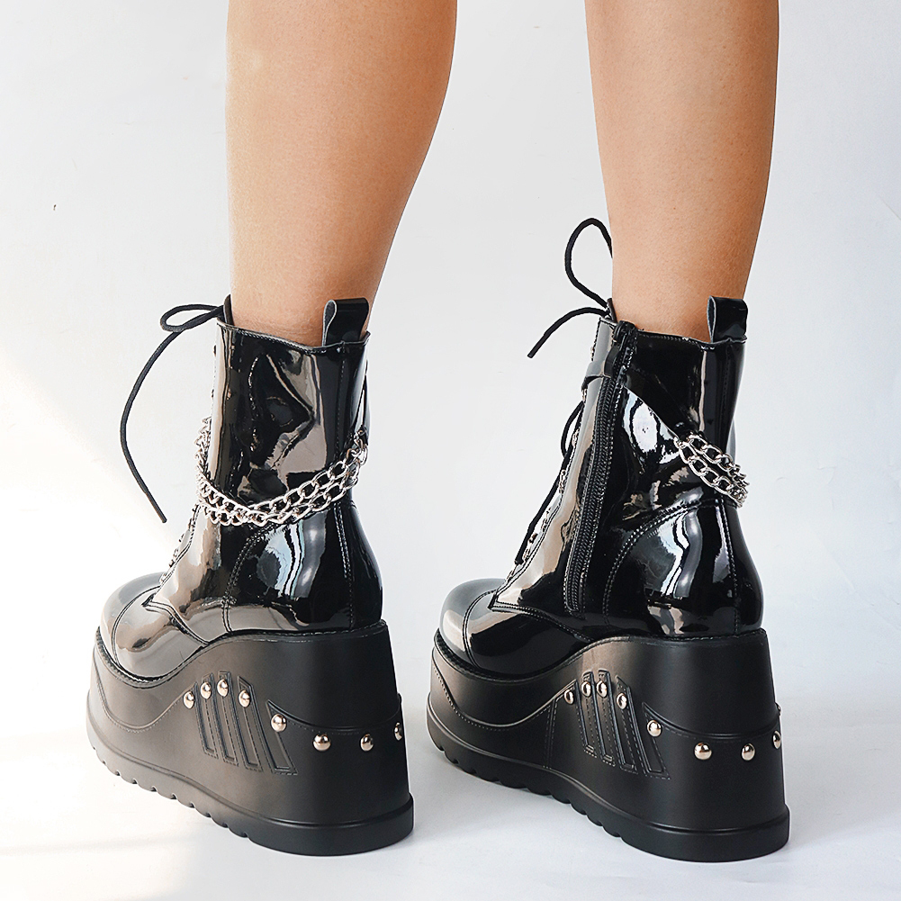 Gothic Cosplay Shoes for Women / Cool PU Leather High Heels Ankle Boots - HARD'N'HEAVY