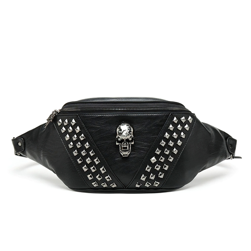 Sac à bandoulière gothique avec rivet et tête de mort / Accessoires unisexes / Mode alternative