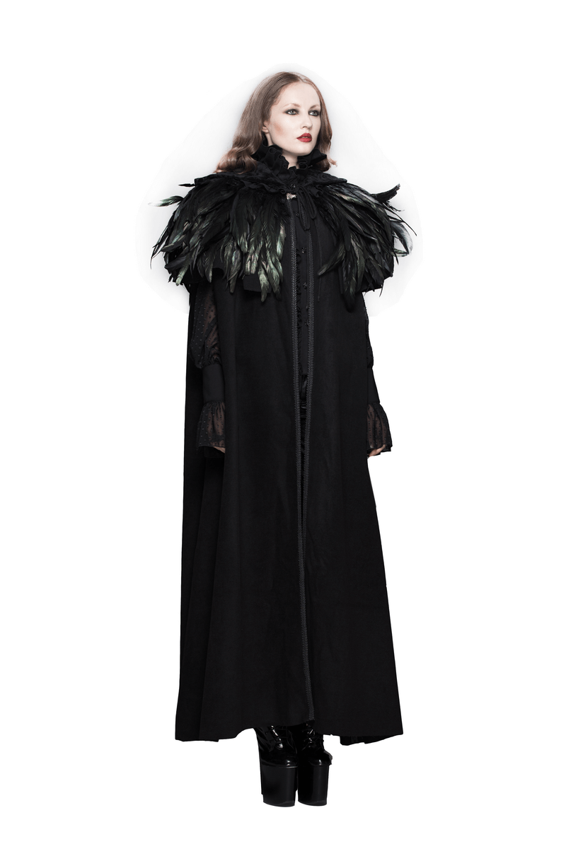 Unisex Gothic crow feather shoulder cape in stylish steampunk design, perfect for adding flair to any outfit.