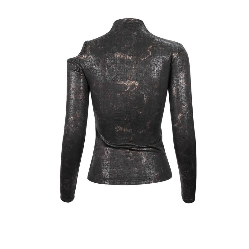 Gothic Cutout Slim Fitted Top / Buckle Black Top for Women / Alternative Clothing - HARD'N'HEAVY