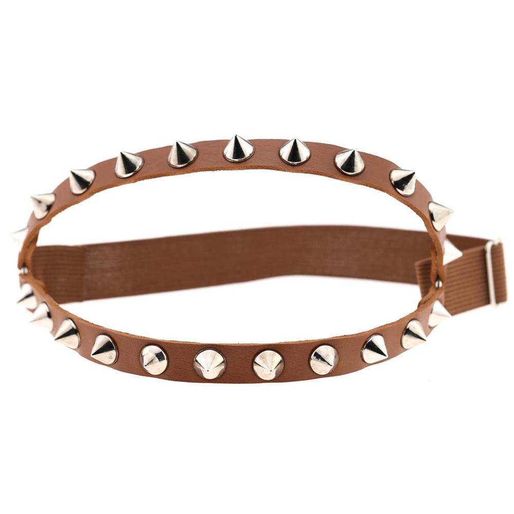 Gothic elastic garter belt for knees featuring silver spikes, perfect accessory for cosplay, available in various colors.