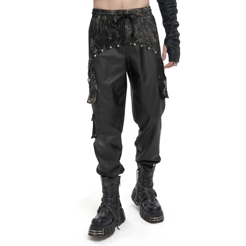  D.F Rock Men's Pants Tattered Distressed Skinny Jeans Punk  Clothes Heavy Metal Lace up Strap Black (S) : Clothing, Shoes & Jewelry