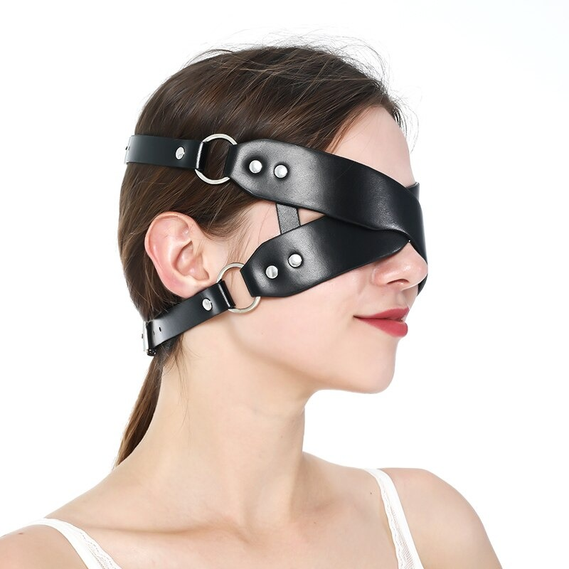 Gothic fashion leather cosplay mask with bunny ears, perfect for women's sexy style outfits.