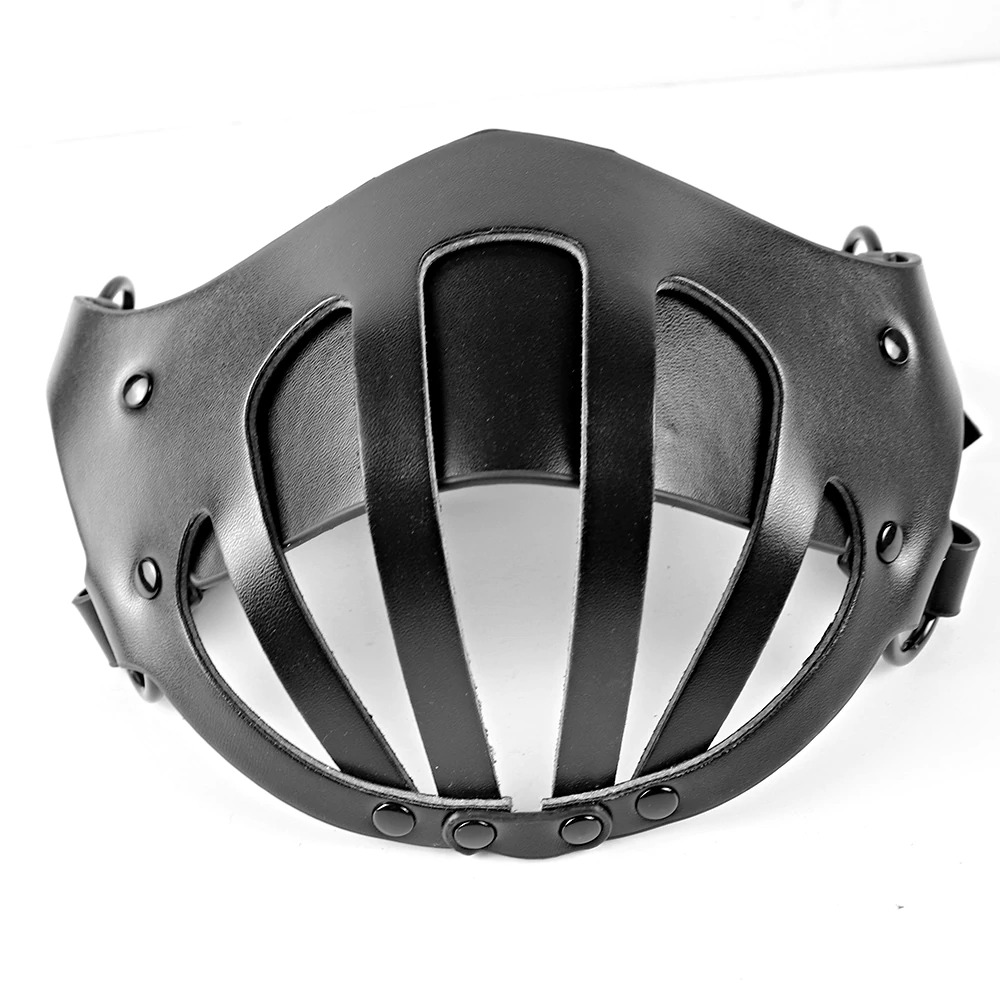 Gothic fashion leather mask for women, featuring unique criss-cross design, perfect for cosplay and adding mystery to outfits.
