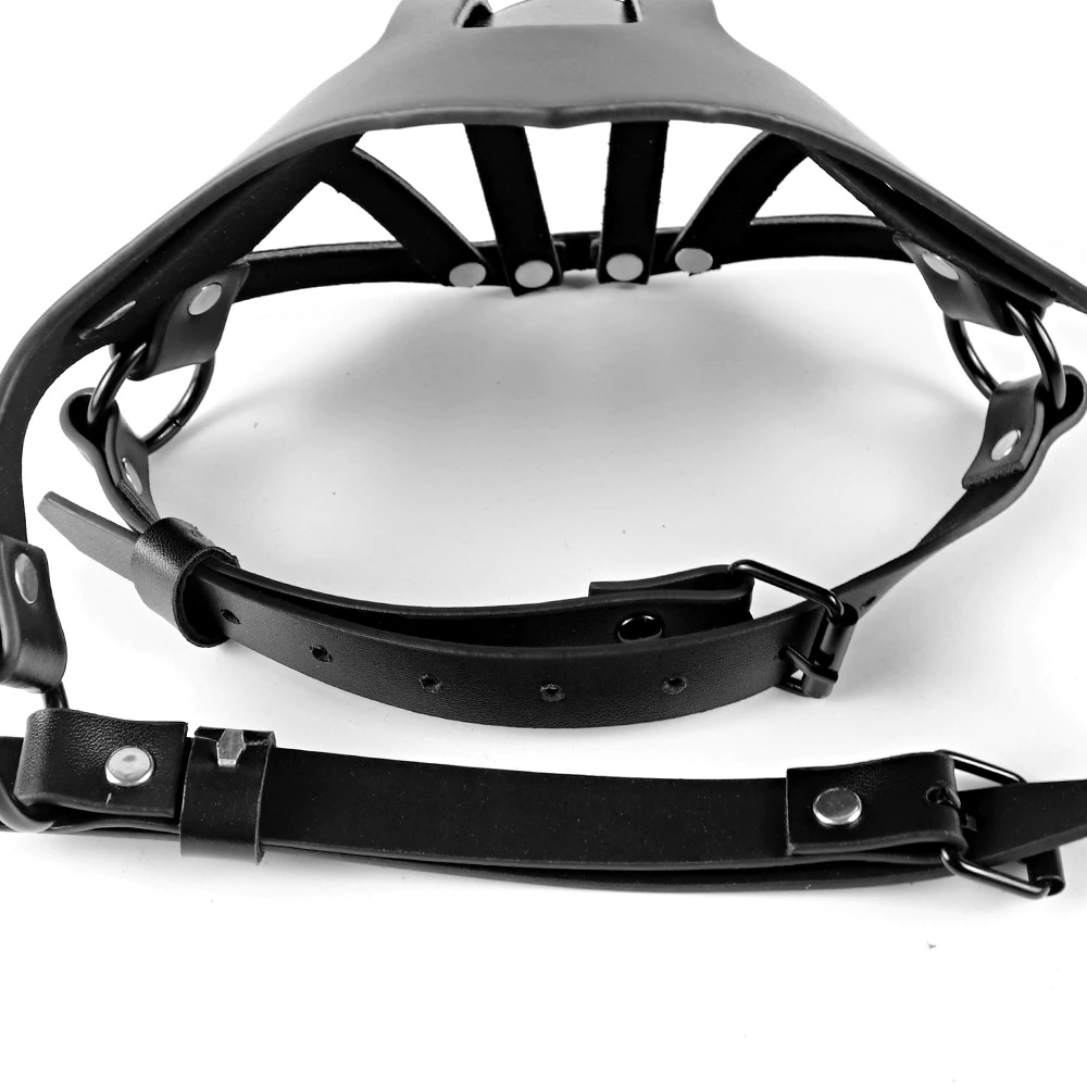 Gothic fashion leather mask with bunny ears for women, perfect for cosplay, highlighting makeup and facial features.