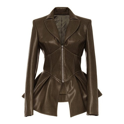 Gothic faux leather jacket / Women Alternative Fashion Outwear / Black Motorcycle Jackets - HARD'N'HEAVY