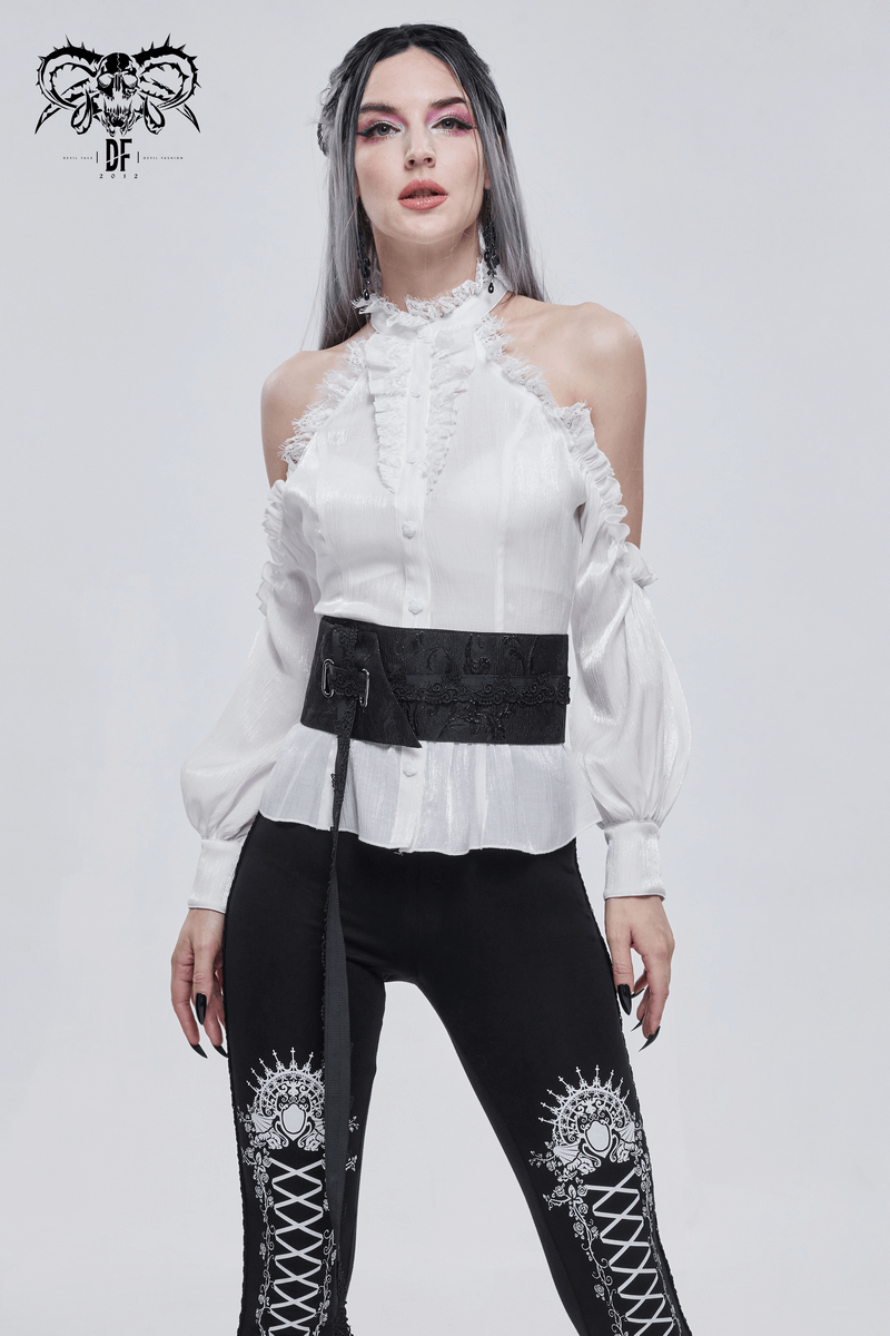 Gothic Floral Adjustable Belt / Women's Black Wide Belt / Punk Female Accessories - HARD'N'HEAVY