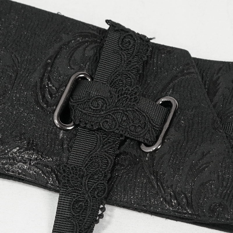 Gothic Floral Adjustable Belt / Women's Black Wide Belt / Punk Female Accessories - HARD'N'HEAVY
