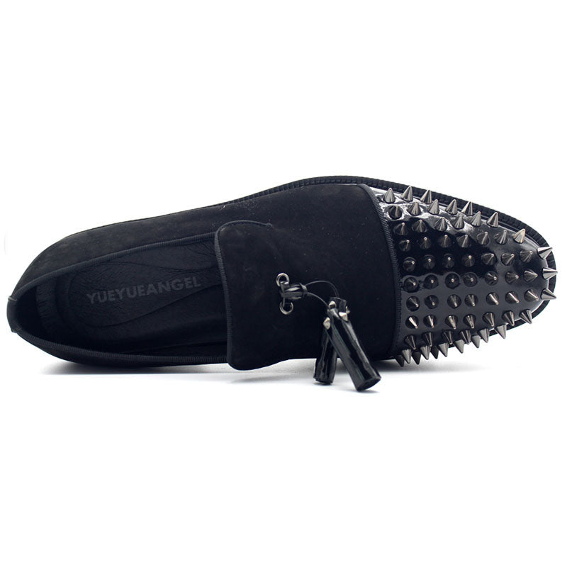 Gothic Genuine Leather Loafers on Thick Platform with Rivets / Alternative Fashion Metal Style - HARD'N'HEAVY