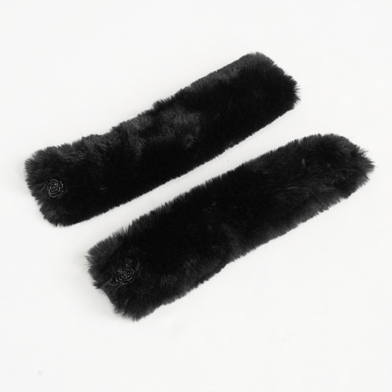Gothic black faux fur sleeves, stylish accessories for a bold look, perfect for adding elegance to any outfit.