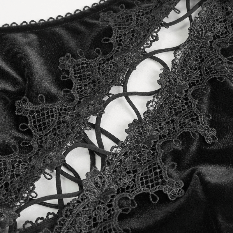 Gothic Halterneck Velvet Short Dress / Sexy Open Back Black Dress for Women - HARD'N'HEAVY