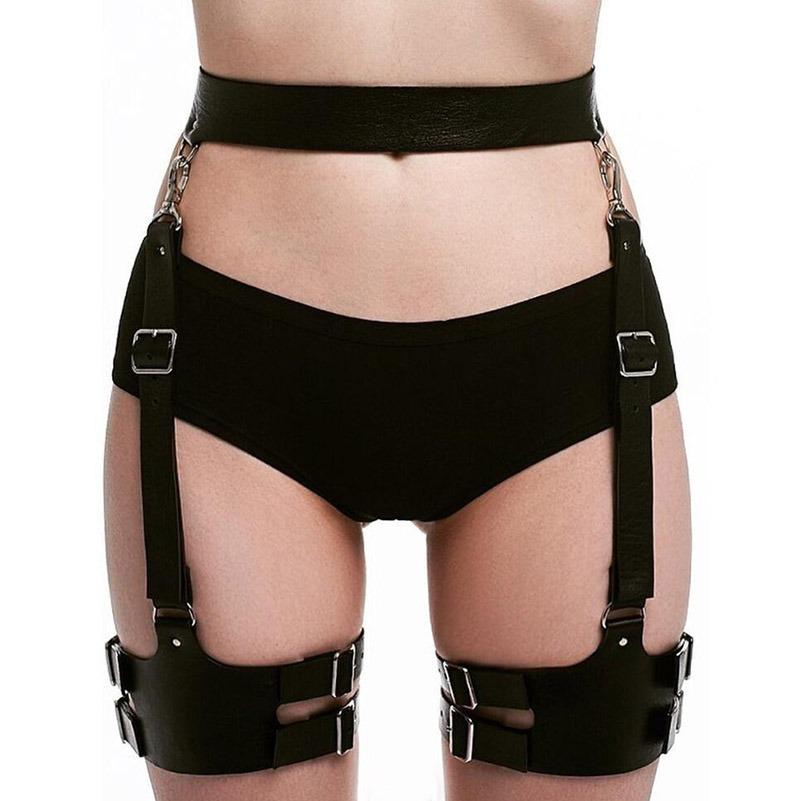 Gothic Handmade Body Harness / Leather Garter Belts for Women / Sexy Waist Straps Body Suspenders - HARD'N'HEAVY