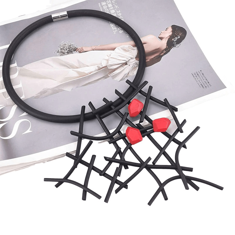 Gothic Handmade Rubber Wooden Necklace / Designer Luxury Necklaces for Women