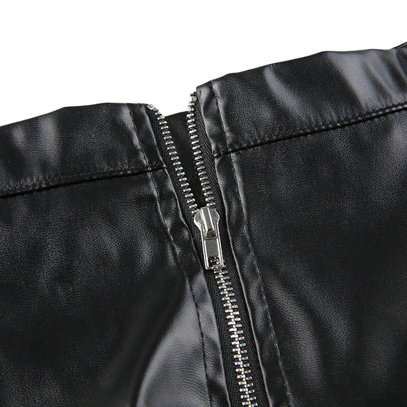 Gothic High Waisted Mini Skirt For Women / Fashion Streetwear Of Pu Leather - HARD'N'HEAVY