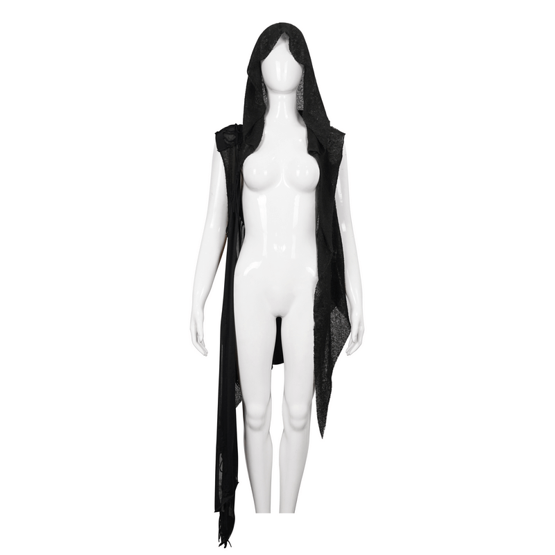 Gothic Hooded Lace Cape / Asymmetric Vest with Lacing at the Back / Women's Costume Cape - HARD'N'HEAVY