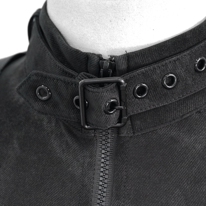 Gothic Jacket with Open Shoulders / Black Women's Zipper Jacket with Buckles - HARD'N'HEAVY