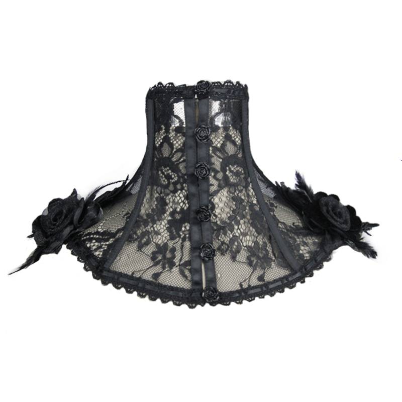 Gothic lace flower collar for women, featuring decorative applications and elegant lace design.