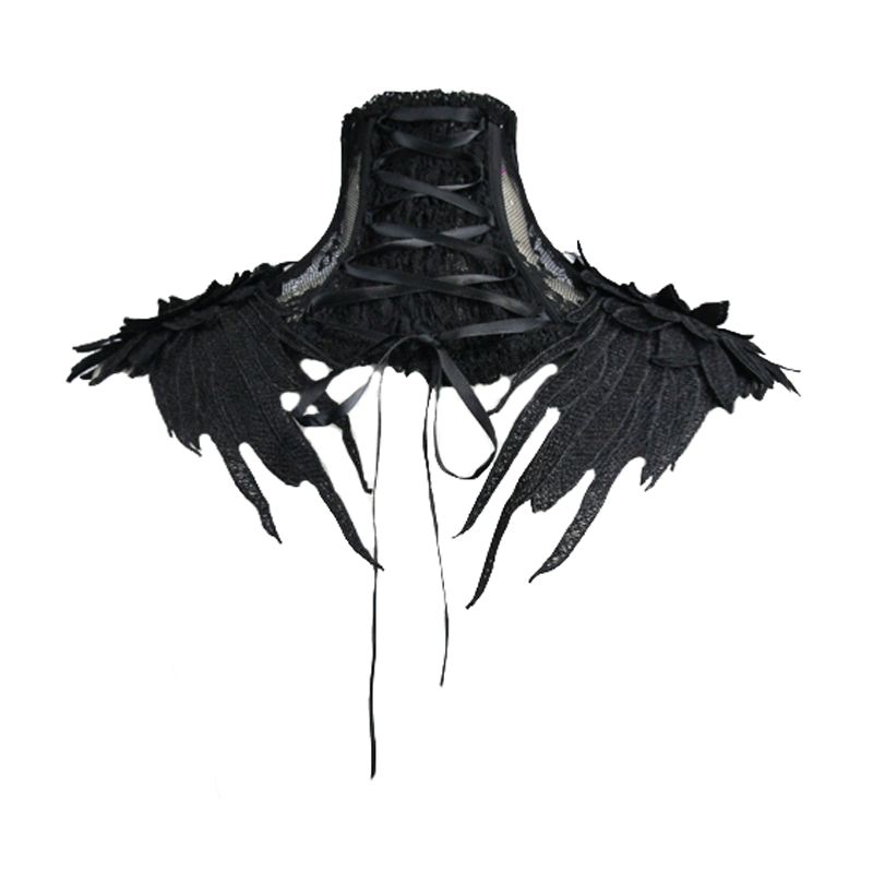Gothic lace flower collar with decorative applications for women's outfits, showcasing a stunning high collar design.