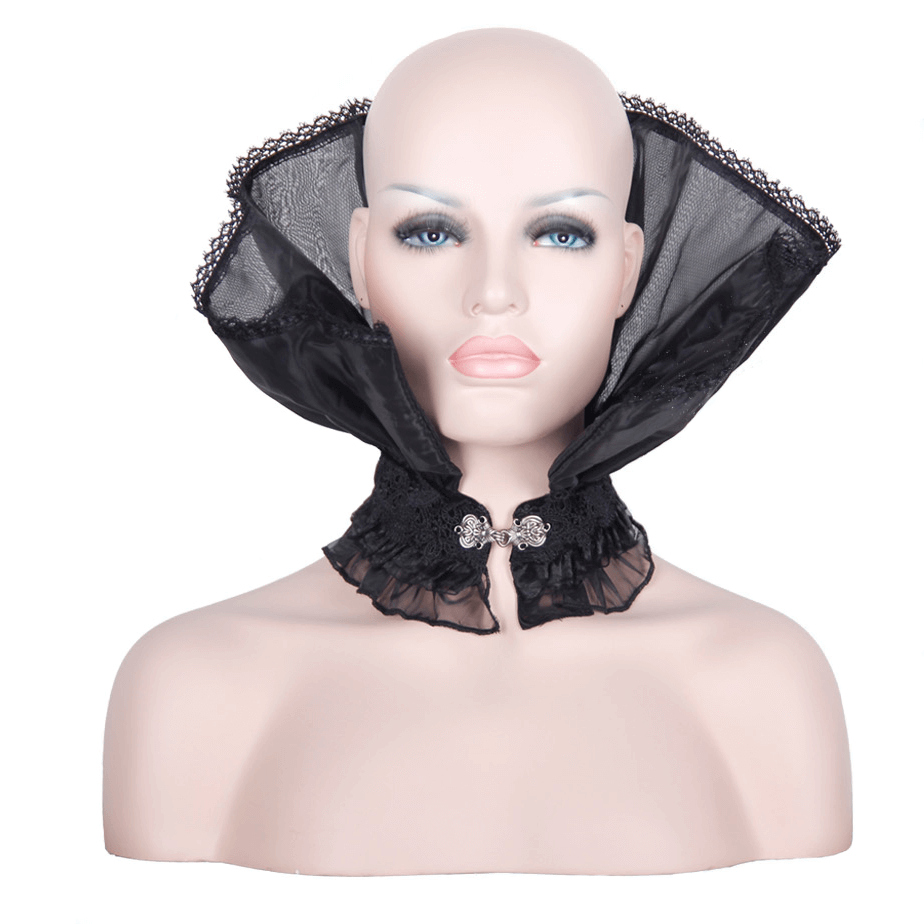 Gothic Lace High Collar for Women / Black Vintage Frilled Ruff Collar - HARD'N'HEAVY