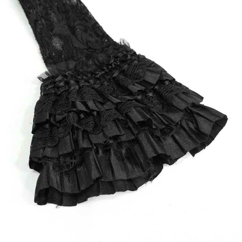 Gothic Lace Long Sleeves Bolero / Women's Black Sexy Shawl with Ruffled Edge - HARD'N'HEAVY